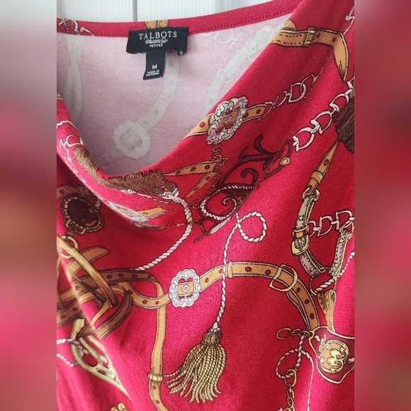 Talbots Bridle Print Top | Woman's Medium | 3/4 sleeve | red - Picture 2 of 4